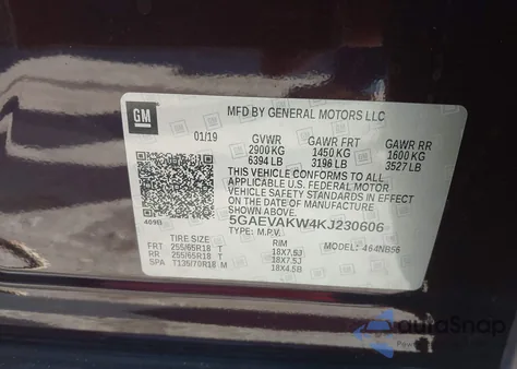 2019 Buick Enclave Awd Essence from USA, damaged, VIN 5GAEVAKW4KJ230606